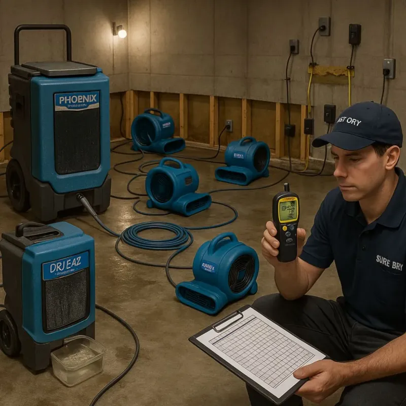 Structural Drying and Dehumidification process in Matheny, CA